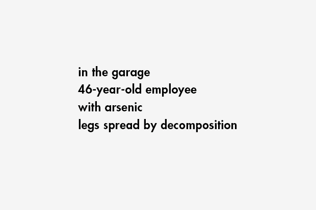 in the garage / 46-year-old employee / with arsenic / legs spread by decomposition