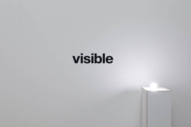 Visible, 2019, vinyl / pedestal with led bulb