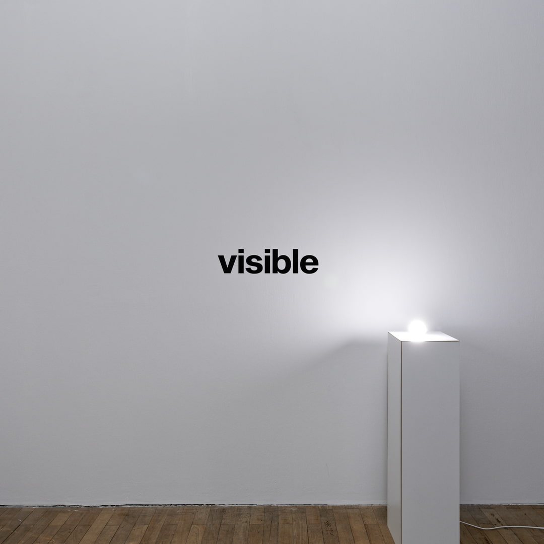 Visible, text installation with led lightbulb